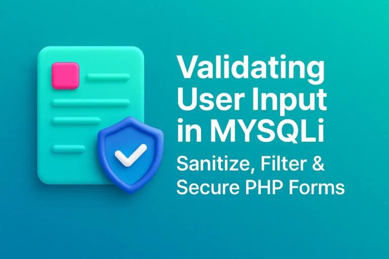 Validating User Input in MySQLi Sanitize, Filter & Secure PHP Forms